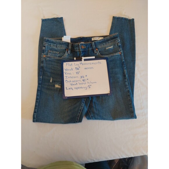 Blank NYC The Bond High Rise Skinny Raw Hem Jeans 31 Sz 12 Light Distressing - Picture 4 of 5